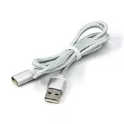 USB kábel (2.0), USB A csatlakozó - mágneses csatlakozó, 1m, ezüst színű