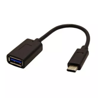 USB reduktor (3.0), USB C férfi - USB A női, 0,15m, kerek, fekete, műanyag zacskó, OTG kábel, OTG kábel