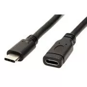Hosszabbító USB kábel (3.1), USB C hím - USB C csatlakozó, 1m, fekete, műanyag zacskóban