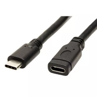 Hosszabbító USB kábel (3.1), USB C hím - USB C csatlakozó, 1m, fekete, műanyag zacskóban