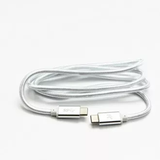 Logo USB kábel (3.2 gen 1), USB C hím - USB C hím, 1m, 5 Gbps, 5V/3A, fehér, doboz, nejlonfonat, alumínium csatlakozóburkolat