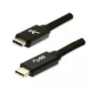 Logo USB kábel (3.2 gen 1), USB C hím - USB C hím, 2m, 5 Gbps, 5V/3A, fekete, doboz, nejlonfonat, alumínium csatlakozóburkolat