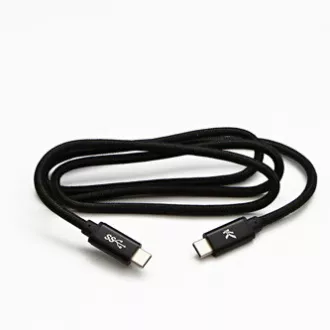 Logo USB kábel (3.2 gen 1), USB C hím - USB C hím, 2m, 5 Gbps, 5V/3A, fekete, doboz, nejlonfonat, alumínium csatlakozóburkolat