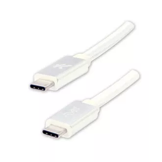 Logo USB kábel (3.2 gen 1), USB C hím - USB C hím, 2m, 5 Gbps, 5V/3A, fehér, doboz, nejlonfonat, alumínium csatlakozóburkolat
