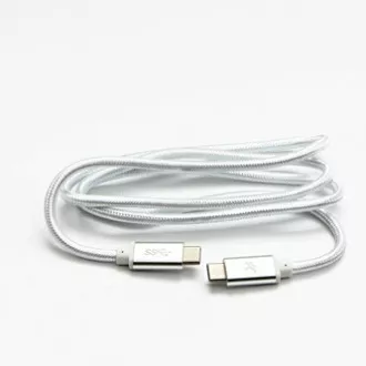 Logo USB kábel (3.2 gen 1), USB C hím - USB C hím, 2m, 5 Gbps, 5V/3A, fehér, doboz, nejlonfonat, alumínium csatlakozóburkolat