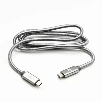 Logo USB kábel (3.2 gen 2), USB C hím - USB C hím, 1m, Power Delivery 100W, 10 Gbps, 20V/5A, ezüst, doboz, nejlonfonat, nejlonfonat