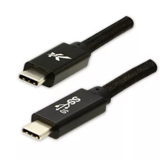 Logo USB kábel (3.2 gen 2), USB C hím - USB C hím, 1m, Power Delivery 100W, 10 Gbps, 20V/5A, fekete, doboz, nejlonfonat,