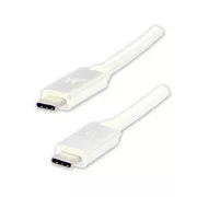 Logo USB kábel (3.2 gen 2), USB C férfi - USB C férfi, 1m, Power Delivery 100W, 10 Gbps, 20V/5A, fehér, doboz, nejlonfonat, h