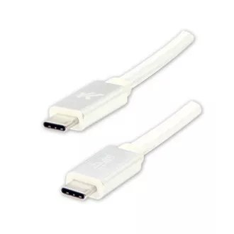 Logo USB kábel (3.2 gen 2), USB C férfi - USB C férfi, 1m, Power Delivery 100W, 10 Gbps, 20V/5A, fehér, doboz, nejlonfonat, h