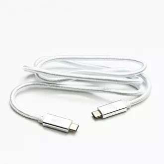 Logo USB kábel (3.2 gen 2), USB C férfi - USB C férfi, 1m, Power Delivery 100W, 10 Gbps, 20V/5A, fehér, doboz, nejlonfonat, h