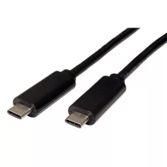 USB kábel (3.1), USB C hím - USB C hím, 0,5 m, fekete, műanyag zacskó
