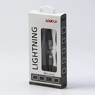 Logo USB kábel (2.0), USB C hím - Apple Lightning hím, 1m, MFi tanúsítás, 5V/3A, ezüst, doboz, nejlonfonat, alumínium