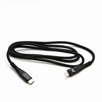 Logo USB kábel (2.0), USB C hím - Apple Lightning hím, 1m, MFi tanúsítás, 5V/3A, fekete, doboz, nejlonfonat, alumínium