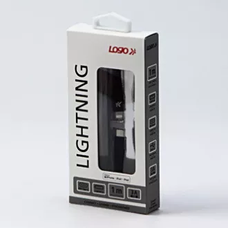 Logo USB kábel (2.0), USB C hím - Apple Lightning hím, 1m, MFi tanúsítás, 5V/3A, fekete, doboz, nejlonfonat, alumínium