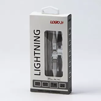 Logo USB kábel (2.0), USB C hím - Apple Lightning hím, 1m, MFi tanúsítás, 5V/3A, fehér, doboz, nejlonfonat, alumínium Logo USB kábel (2.0), USB C hím - Apple Lightning hím, 1m, MFi tanúsítás, 5V/3A, fehér, doboz, nejlonfonat, alumínium