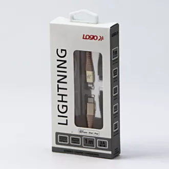 Logo USB kábel (2.0), USB C hím - Apple Lightning hím, 1m, MFi tanúsítás, 5V/3A, arany, doboz, nejlonfonat, alumínium
