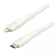 Logo USB kábel (2.0), USB C hím - Apple Lightning hím, 2m, MFi tanúsítás, 5V/3A, fehér, doboz, nejlonfonat, alumínium