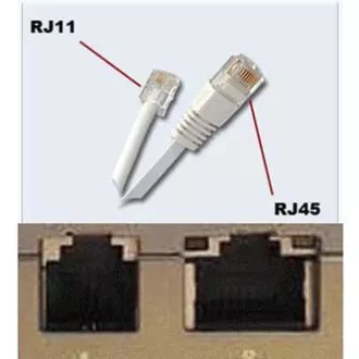 Telefonkábel 4 eres, RJ11 hím - RJ45 hím, 3 m, lapos, fekete, ADSL modemhez, economy