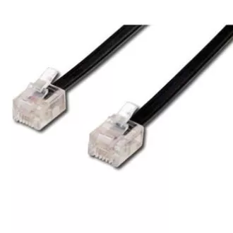 Telefonkábel 4 eres, RJ11 hím - RJ11 hím, 3 m, fekete, ADSL modemhez, economy