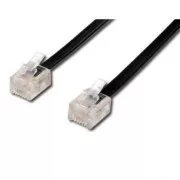 Telefonkábel 4 eres, RJ11 hím - RJ11 hím, 10 m, fekete, ADSL modemhez, economy
