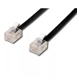 Telefonkábel 4 eres, RJ11 hím - RJ11 hím, 10 m, fekete, ADSL modemhez, economy