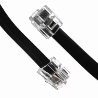 Telefonkábel 4 eres, RJ11 hím - RJ11 hím, 10 m, fekete, ADSL modemhez, economy