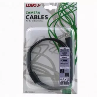 Logo USB kábel (2.0), USB A csatlakozó - 8 tűs csatlakozó, 31179, 1,8m, fekete, buborékcsomagolás, MINOLTA