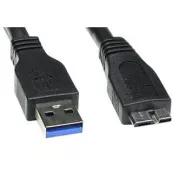 USB kábel (3.0), USB A csatlakozó - USB micro B csatlakozó, 0,5 m, fekete