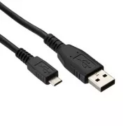 USB kábel (2.0), USB A hím - microUSB hím, 1,8 m, fekete