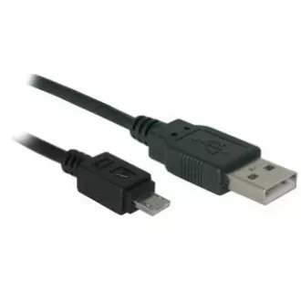 USB kábel (2.0), USB A hím - microUSB hím, 1,8 m, fekete