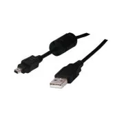 Logo USB kábel (2.0), USB A csatlakozó - 4-pin csatlakozó, 1,8m, fekete, buborékcsomagolás, FUJI
