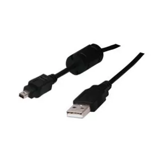 Logo USB kábel (2.0), USB A csatlakozó - 4-pin csatlakozó, 1,8m, fekete, buborékcsomagolás, FUJI