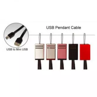 Logo USB kábel (2.0), USB A hím - miniUSB hím, 0,3m, fekete, kamerahurok, SELL
