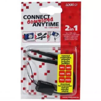 Logo USB kábel (2.0), USB A hím - miniUSB hím, 0,3m, fekete, kamerahurok, SELL