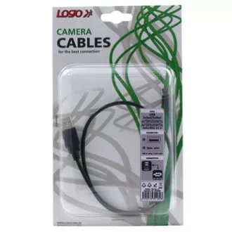 Logo USB kábel (2.0), USB A hím - miniUSB hím, 1m, fekete, buborékcsomagolásban