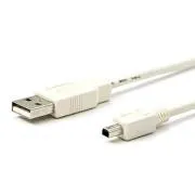 USB kábel (2.0), USB A hím - 4 pólusú hím, 1,8m, fehér, MITSUMI, SELL