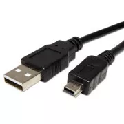 Logo USB kábel (2.0), USB A csatlakozó - miniUSB csatlakozó, 1,8 m, fekete, buborékcsomagolásban