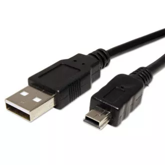 Logo USB kábel (2.0), USB A csatlakozó - miniUSB csatlakozó, 1,8 m, fekete, buborékcsomagolásban