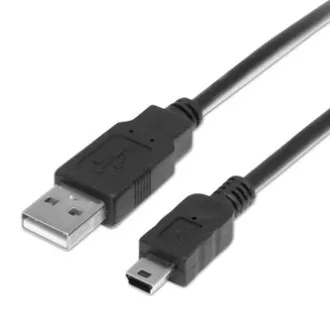 Logo USB kábel (2.0), USB A csatlakozó - miniUSB csatlakozó, 1,8 m, fekete, buborékcsomagolásban