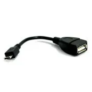 USB kábel (2.0), microUSB férfi - USB A női, 0,15m, OTG, fekete, ELADÓ