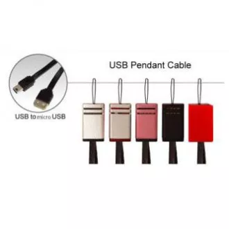 Logo USB kábel (2.0), USB A hím - microUSB hím, 0,3m, fekete, kamera/MP3 lejátszó hurok, ELADÓ