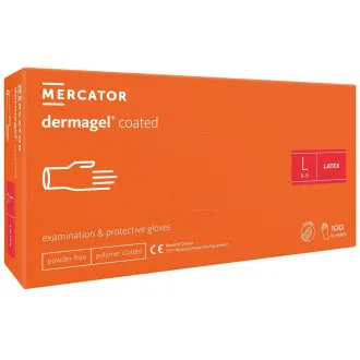 DERMAGEL COATED - Latex púdermentes testkesztyű, belső réteg polimer, 100 db