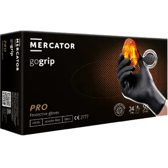 MERCATOR® GOGRIP - Nitril kesztyű, púdermentes, 50 db, fekete