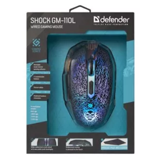 Defender Shock GM-110L egér vezetékes, fekete, 3200DPI