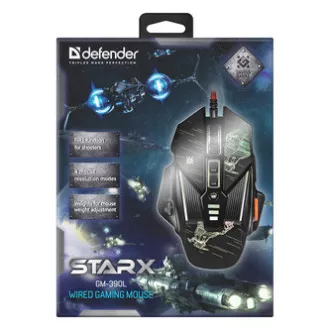 Defender sTarx GM-390L egér vezetékes, fekete, 3200DPI