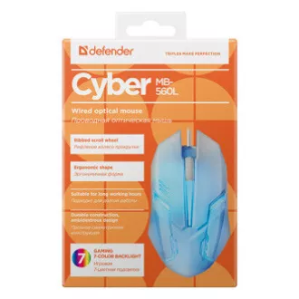 Defender Cyber MB-560L vezetékes egér, fehér, 1200DPI