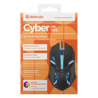 Defender Cyber MB-560L vezetékes egér, fekete, 1200DPI