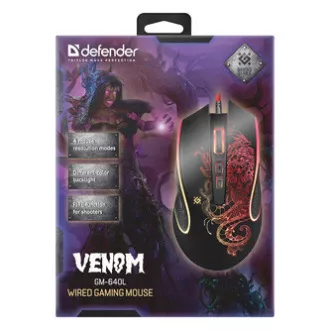 Defender Venom GM-640L egér vezetékes, fekete, 7200DPI