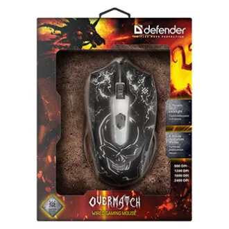 Vezetékes egér, Defender Overmatch GM-069, fekete, optikai, 2400DPI, ELADÓ