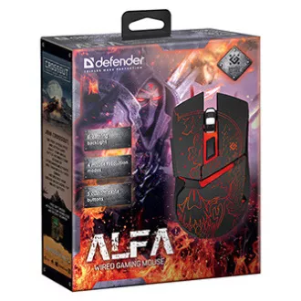 Defender Alpha GM-703L egér vezetékes, fekete, 3200DPI